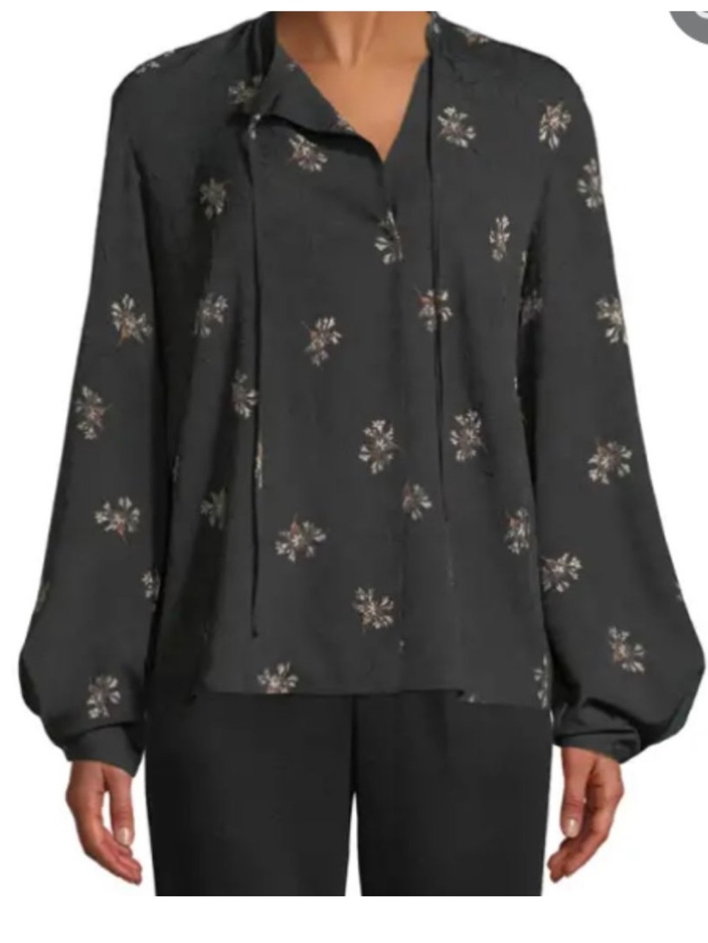 Vince Tossed Bouquet Tei Neck Bllouse Size M